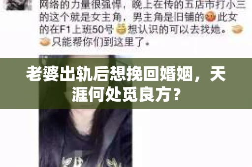 老婆出轨后想挽回婚姻，天涯何处觅良方？