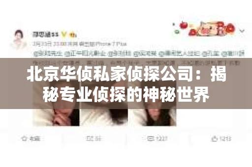 北京华侦私家侦探公司：揭秘专业侦探的神秘世界